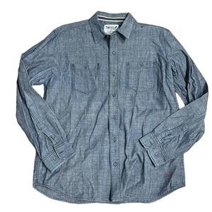 Levis Denim Shirt Mens Large Blue Button Up Long Sleeve Western Rockabilly